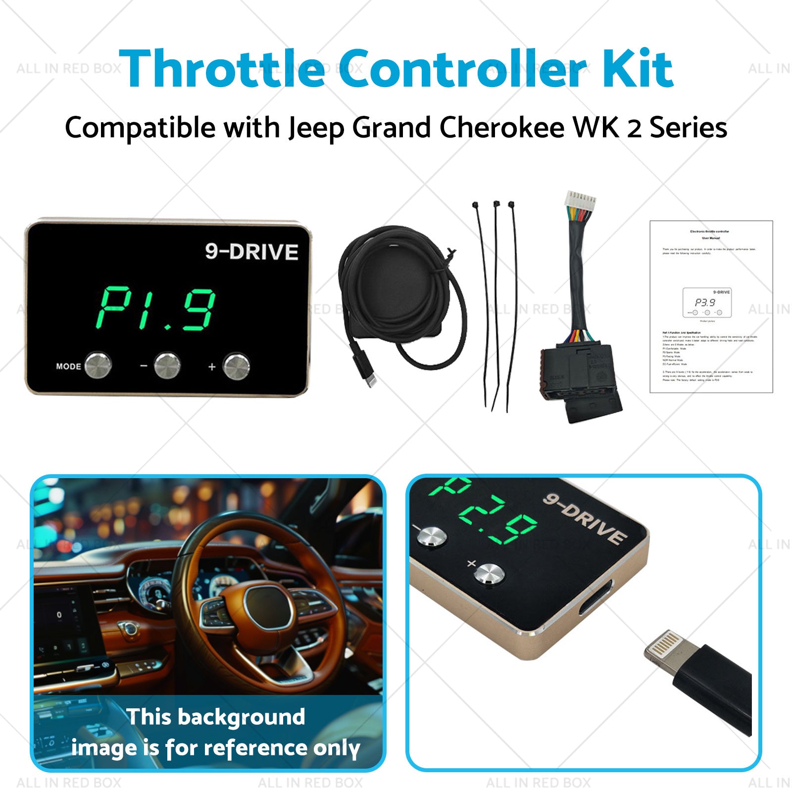 Suitable for Jeep Grand Cherokee WK2 11-21 Black EVC Throttle Controller Kit-4