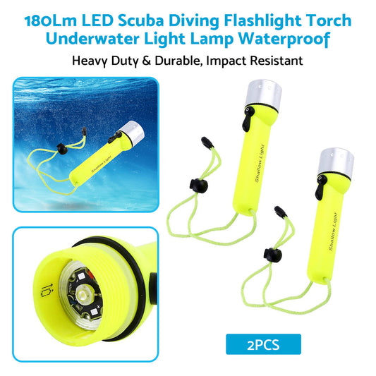 2pack Waterproof Bright LED Scuba Diving Underwater Flashlight Torch Light Lamp-0