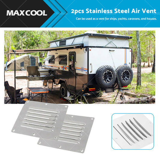 2PCS Stainless Steel Rectangular Air Vent For Caravan Boat Wall Eave Home-0