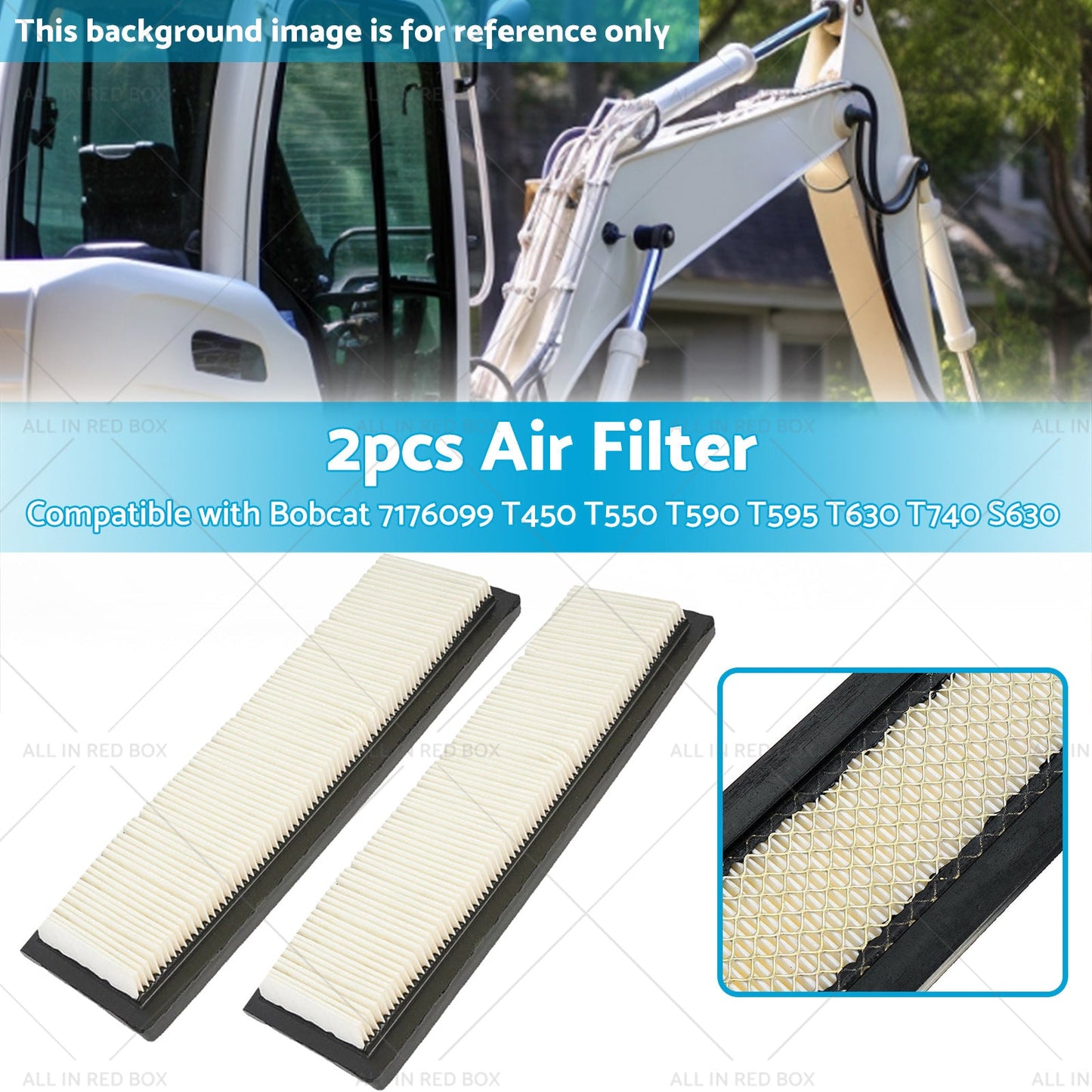 2X Air Filter SuitableFor Bobcat 7176099 T450 T550 T590 T595 T630 T740 S630 S650-2
