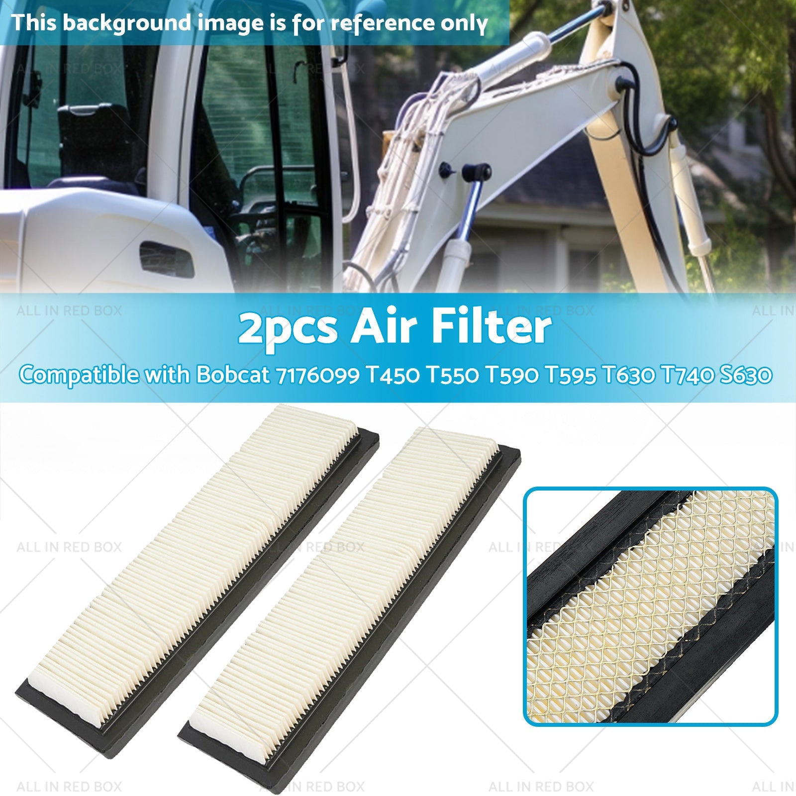 2X Air Filter SuitableFor Bobcat 7176099 T450 T550 T590 T595 T630 T740 S630 S650-2