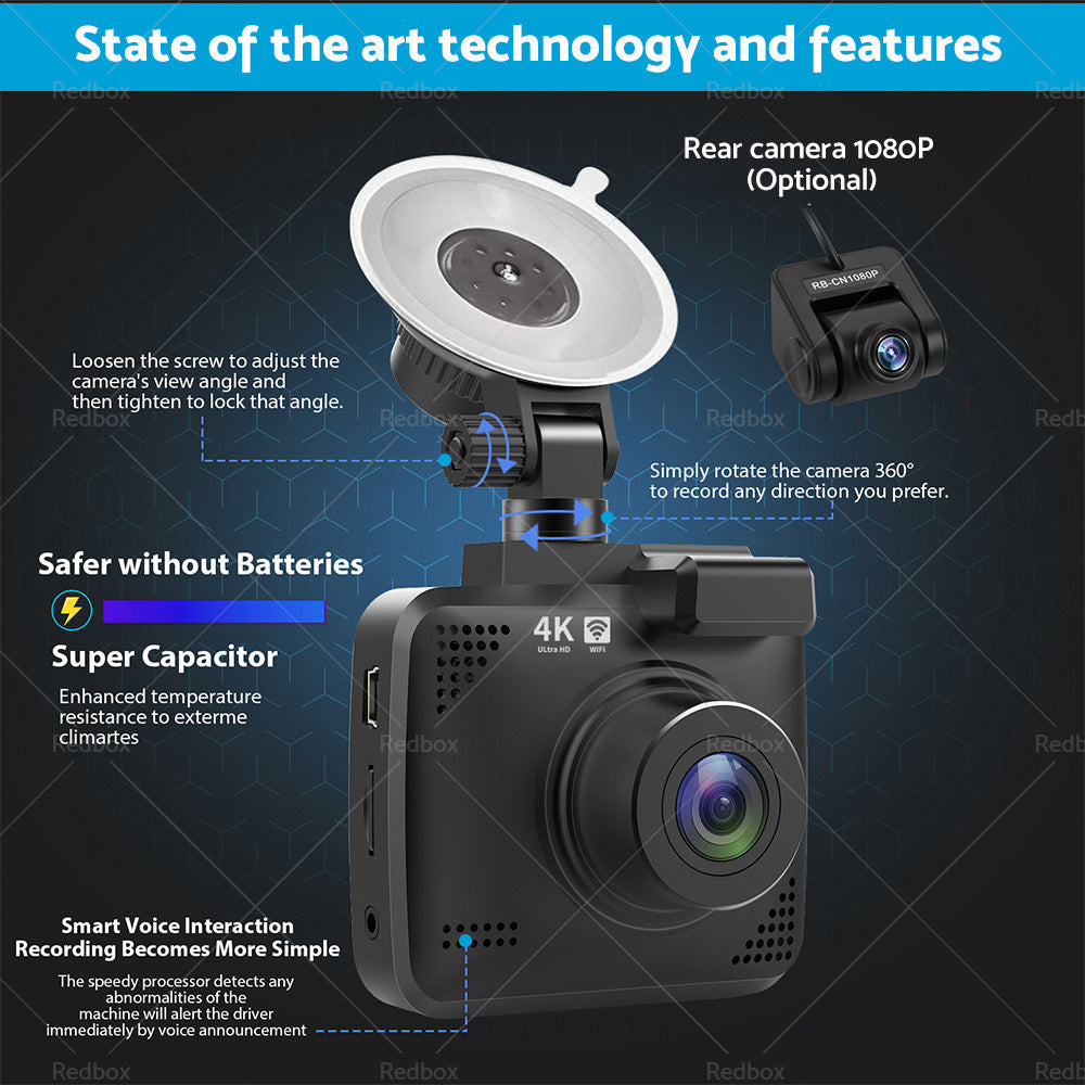 4K Built in WiFi GPS Car Dash Camera Recorder UHD 2160P LCD 170隆茫 WDR Night Visio-2