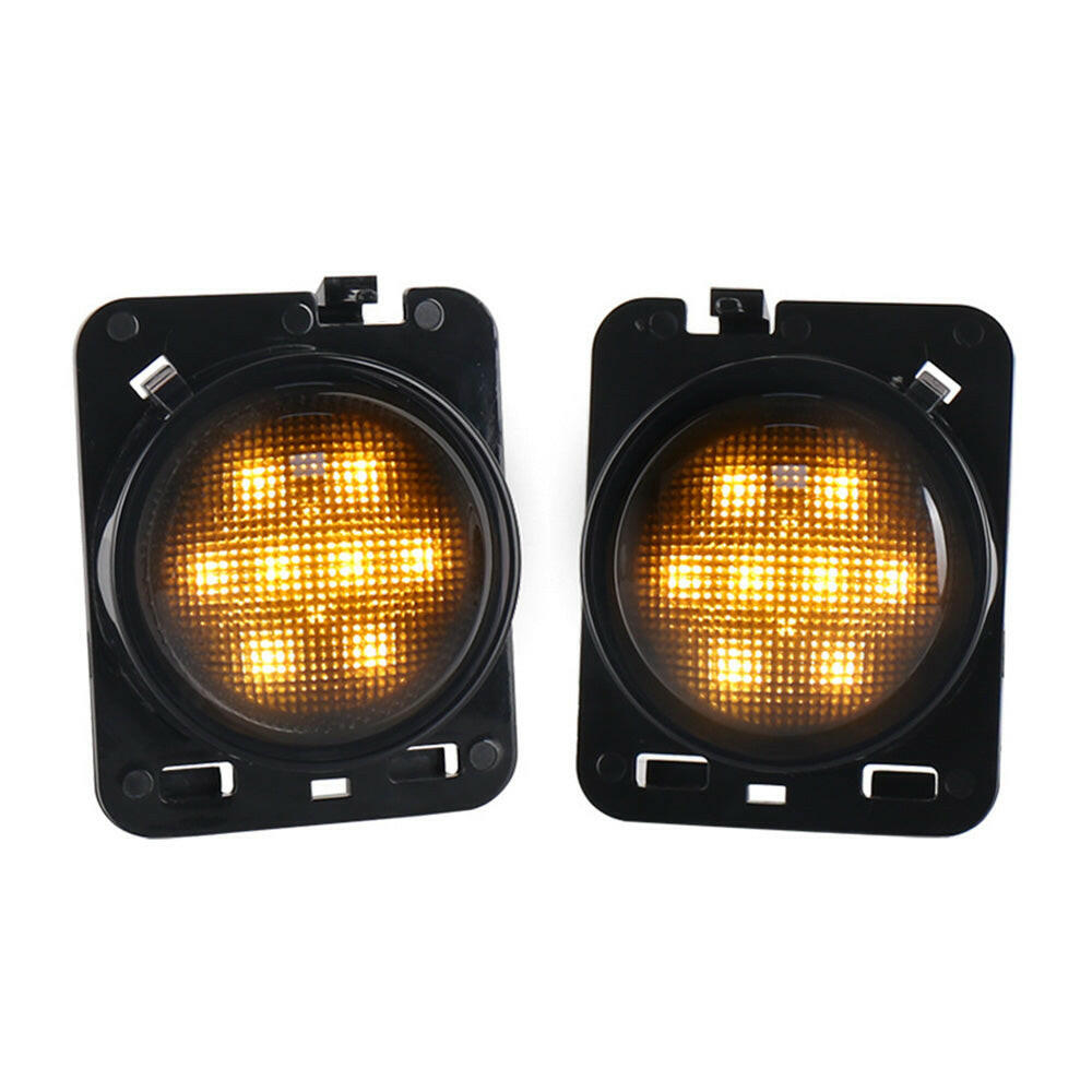 2x Front LED Side Marker Light Smoke Suitable For Jeep Wrangler JK 2007-2018-0