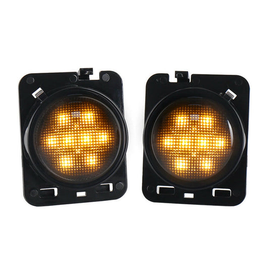 2x Front LED Side Marker Light Smoke Suitable For Jeep Wrangler JK 2007-2018-0