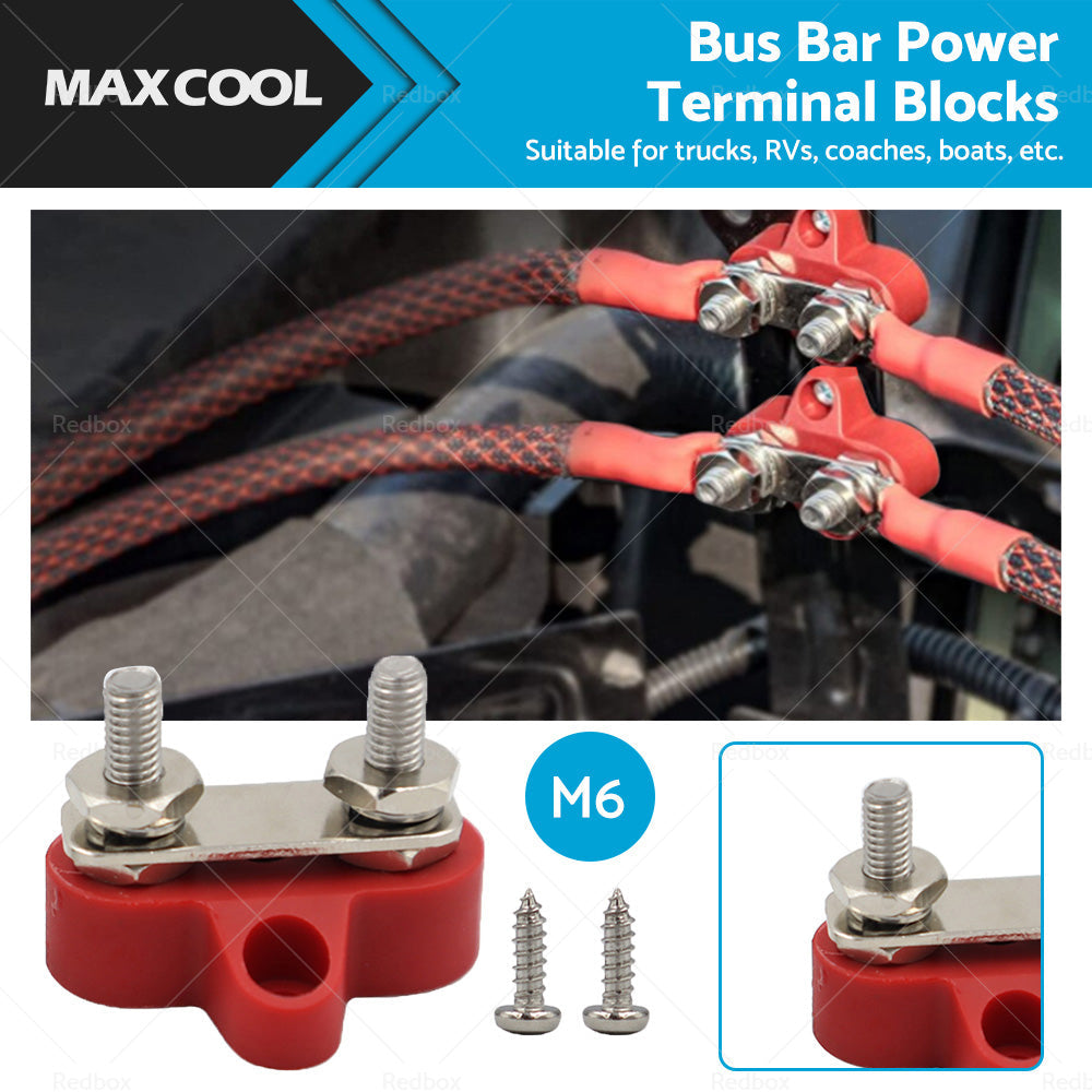 M6 Bus Bar Terminal Block Heavy Duty Red Dual Power Distribution Stud-0