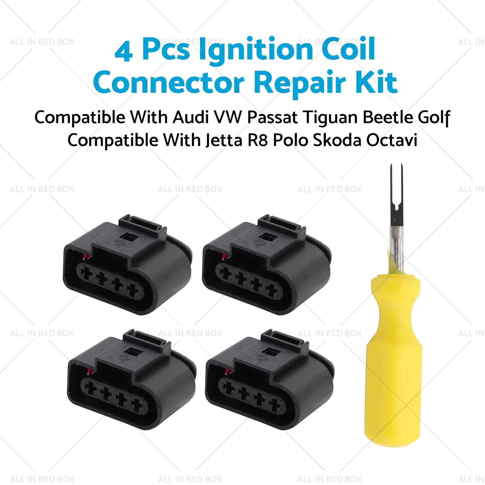 4x Ignition Coil Connector Repair Kit 4Way Female Suitable for Audi VW 4B0973724-3