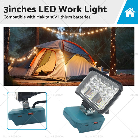 3in LED Work Light Suitable For Makita 18V Li-Ion Battery Workshop Flashlights-0