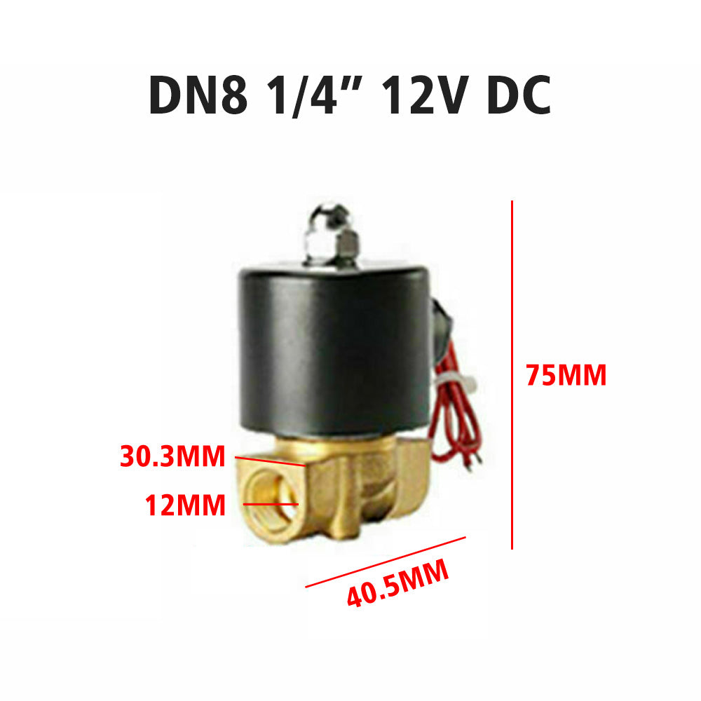 2 Way Electric Solenoid Valve Water Air Brass N/C Gas Oil Normally Closed DC 12V-2