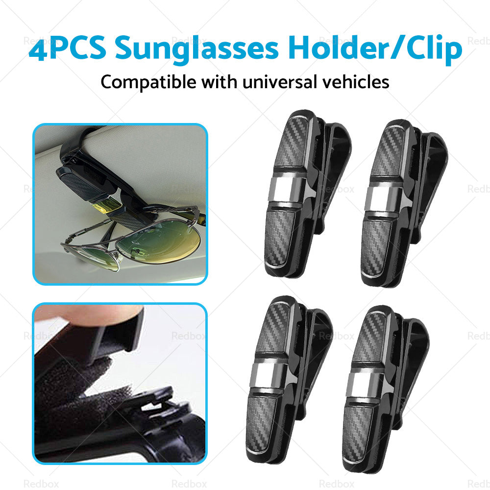 4PCS Luxury Car Sunglasses Holder Car Visor Sunglasses Clip Sun Ticket Card Hold-2