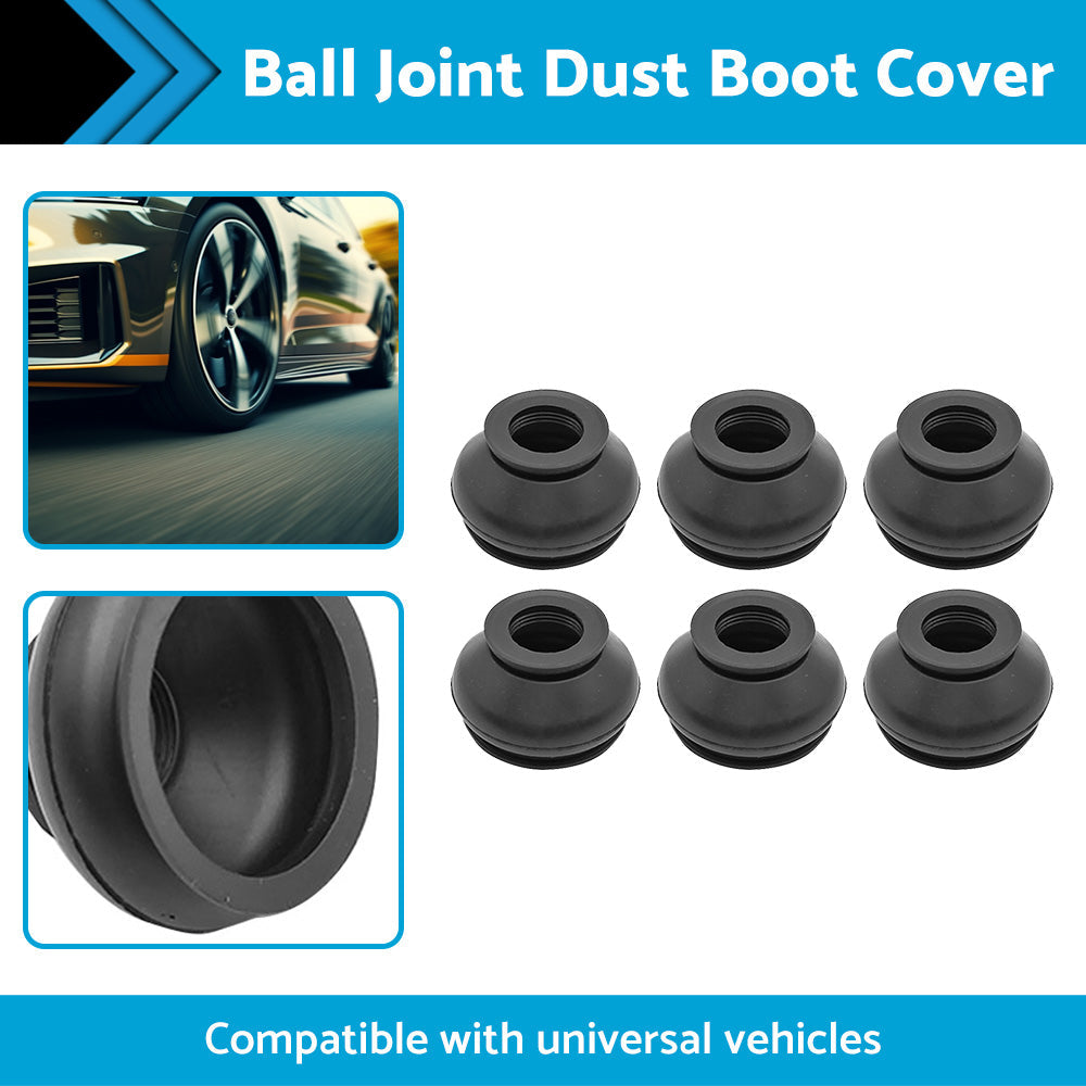 6PCS Universal Black Rubber Ball Joint Dust Boot Cover Tie Rod End Set  Kit Part-1