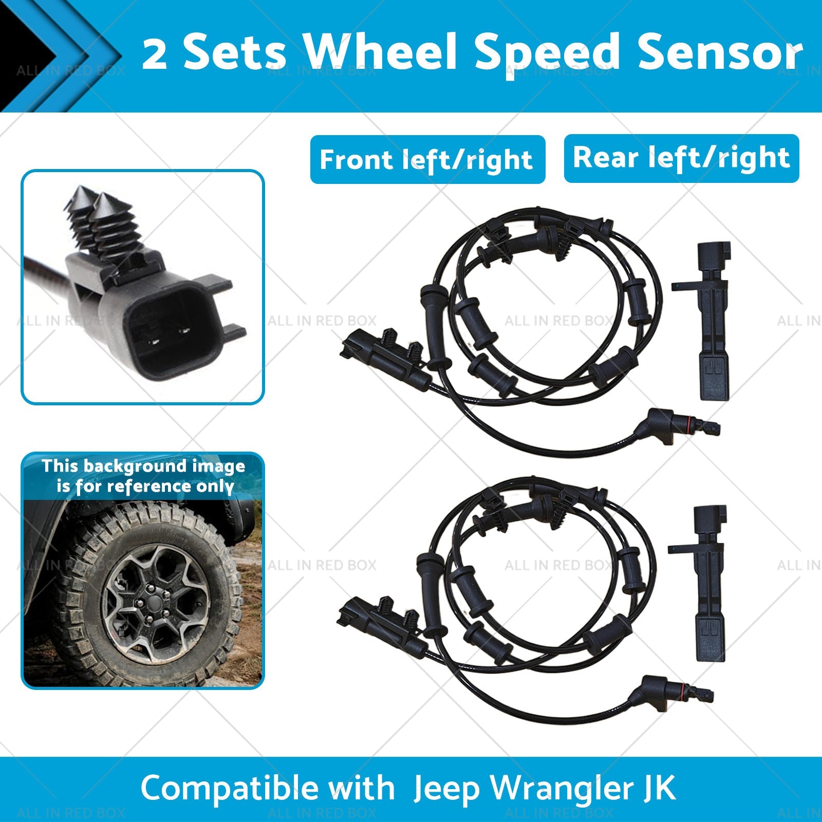 2SET Front Rear LH or RH ABS Wheel Speed Sensor Suitable for Jeep Wrangler JK 07-17-0