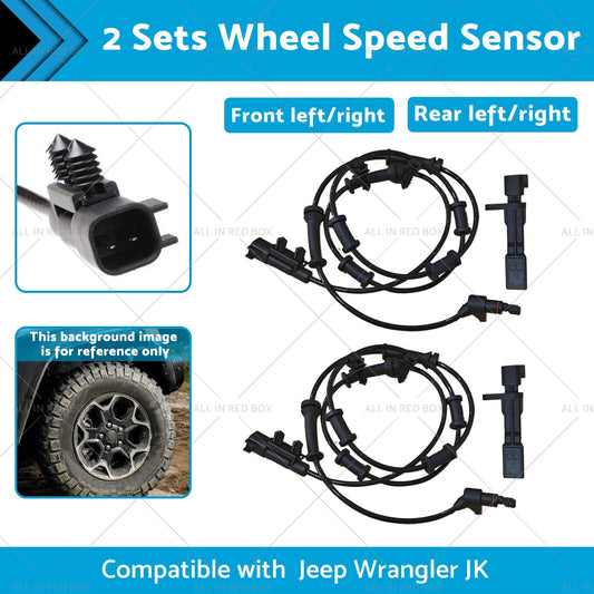 2SET Front Rear LH or RH ABS Wheel Speed Sensor Suitable for Jeep Wrangler JK 07-17-0