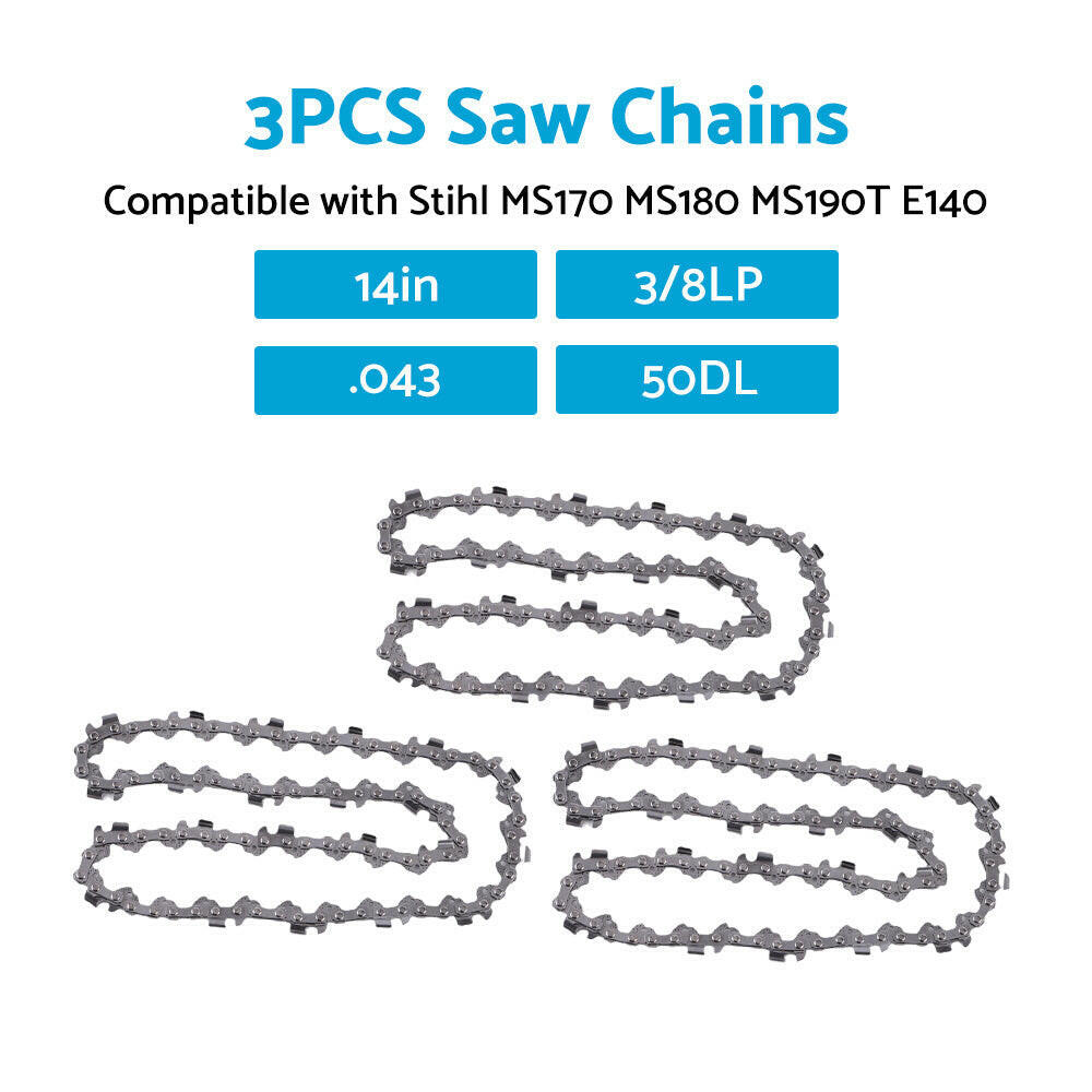 3x Chainsaw Chain 50DL 3/8LP .043 14 Inch Suitable For Stihl MS170 MS180 MS190T E140-4
