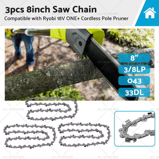 3PCS 3 8LP. 043 33DL Chainsaw Chain Suitable For Ryobi ONE Cordless Pole Pruner-0