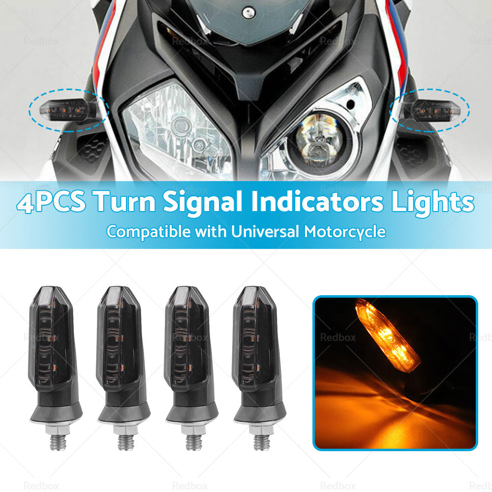 4 x Motorcycle Indicators Bike LED Turn Signal Light Blinkers Amber Universal AU-1