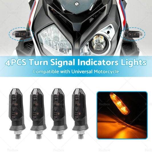 4 x Motorcycle Indicators Bike LED Turn Signal Light Blinkers Amber Universal AU-1