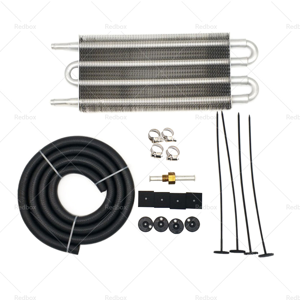 Universal 4 Row Transmission Oil Cooler Radiator Converter  Hose Mounting Kit-3