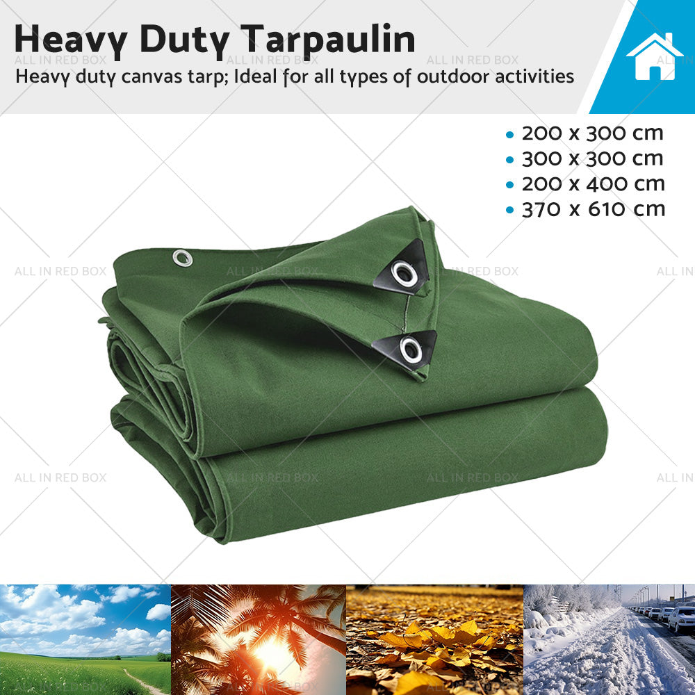 3 Types Army Heavy Duty Canvas Tarp Tarpaulin Sun Blocked Waterproof Dustproof-1