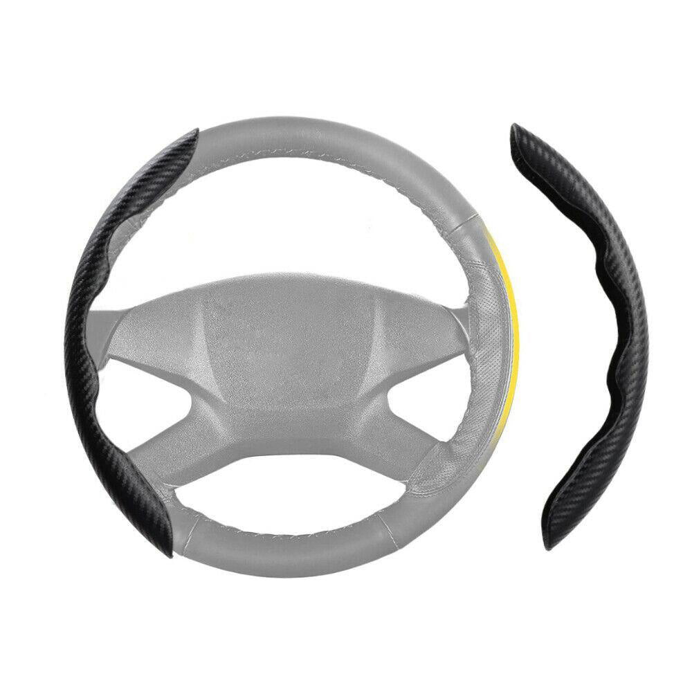 2x Black Carbon Fiber Steering Wheel Booster Non-Slip Cover Trim Accessories-2