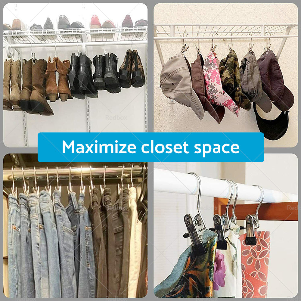 30PCS Single Clips Metal Hook Pins Scarf Belt Shoe Boots Hanger Portable Pegs-3