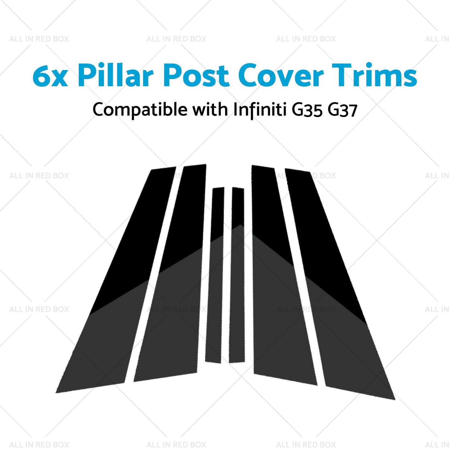 6x Black Pillar Post Cover Trims Suitable for Infiniti G35 G37 Sedan 02-13-3