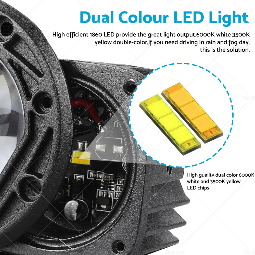 2x 3inch Flush Mount LED Work Light Bar Reverse Fog Lamp 4WD White Yellow 8D Len-4