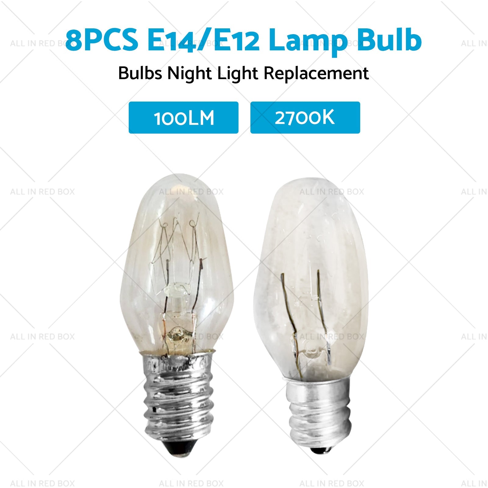 8 PCS 7W/10W 240V E12/E14 Clear Bulbs Night Light Replacement Warm Yellow Light-3