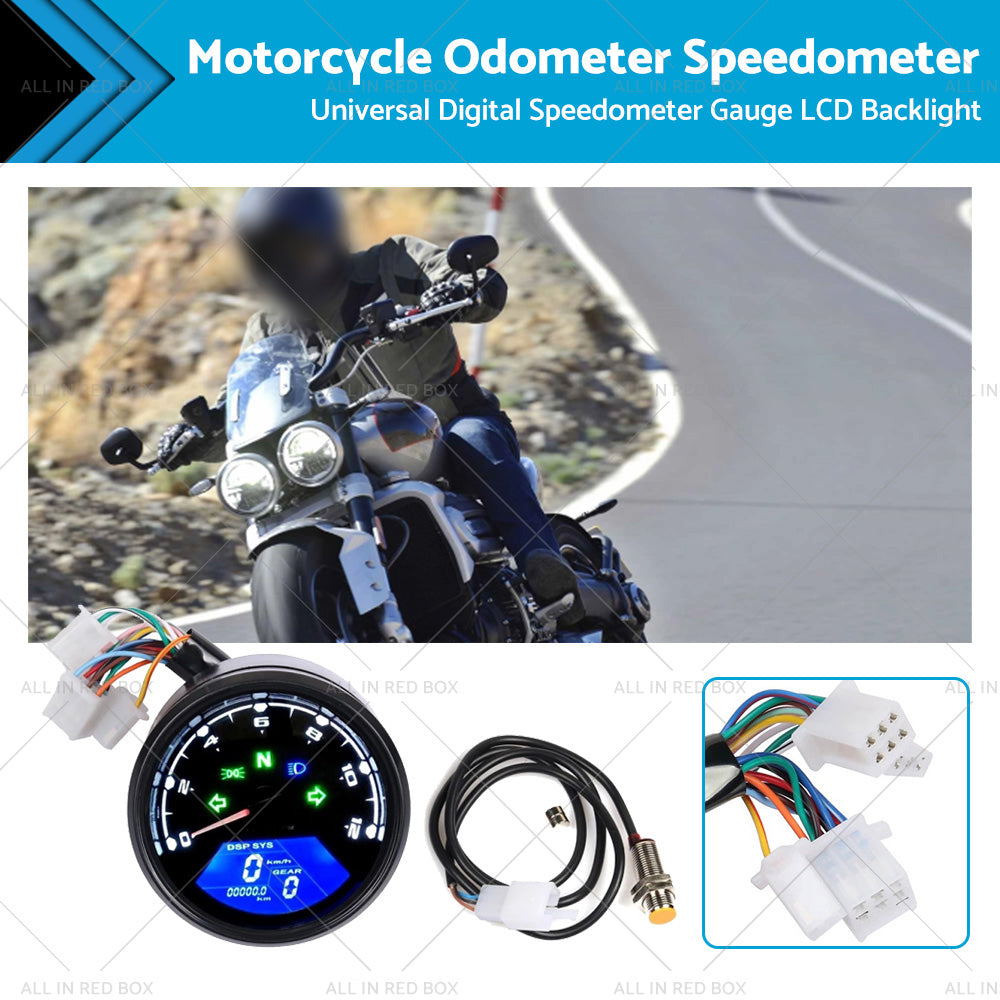 Universal Digital Motorcycle Odometer Speedometer Tachometer Gauge LCD Backlight-0