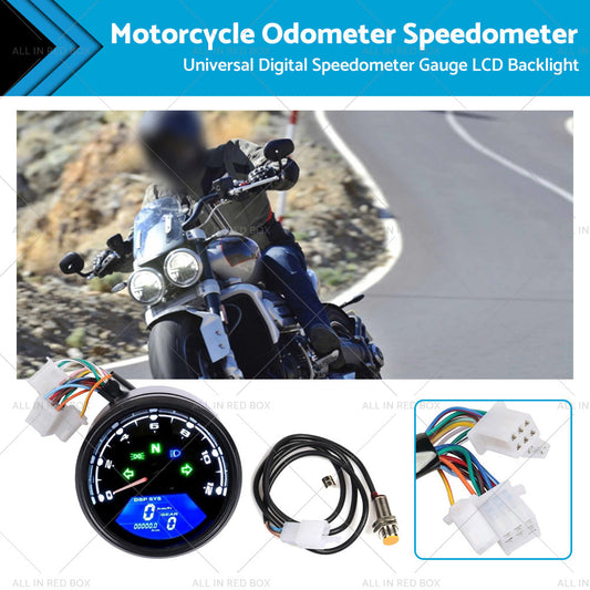Universal Digital Motorcycle Odometer Speedometer Tachometer Gauge LCD Backlight-0