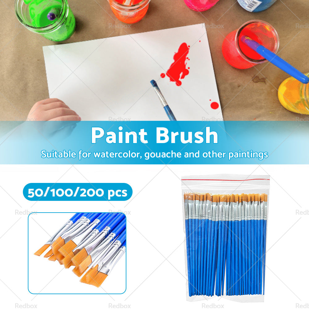50-200pcs Flat Paint Brushes Small Brush Bulk for Detail Painting Craft Art Gift-1