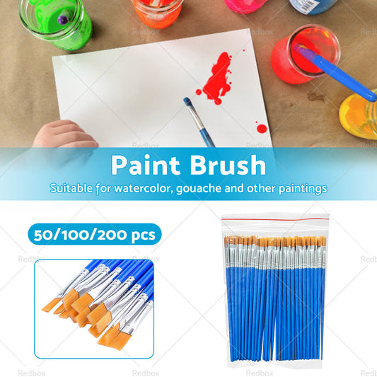 50-200pcs Flat Paint Brushes Small Brush Bulk for Detail Painting Craft Art Gift-1