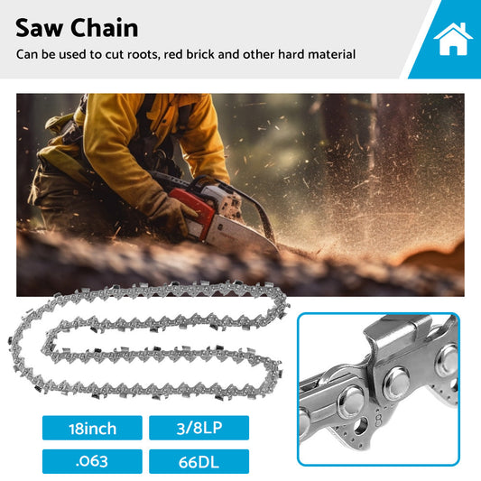 Tungsten Carbide Chainsaw Chain 18 inch 3 8. 063 66DL Suitable for Husqvarna-0