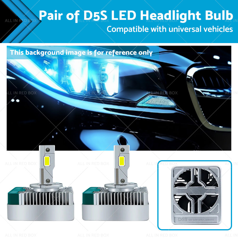 2pcs D5S LED Headlight Bulbs Conversion Kit Replace HID Xenon Lamps 6000K 90W-0