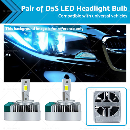 2pcs D5S LED Headlight Bulbs Conversion Kit Replace HID Xenon Lamps 6000K 90W-0