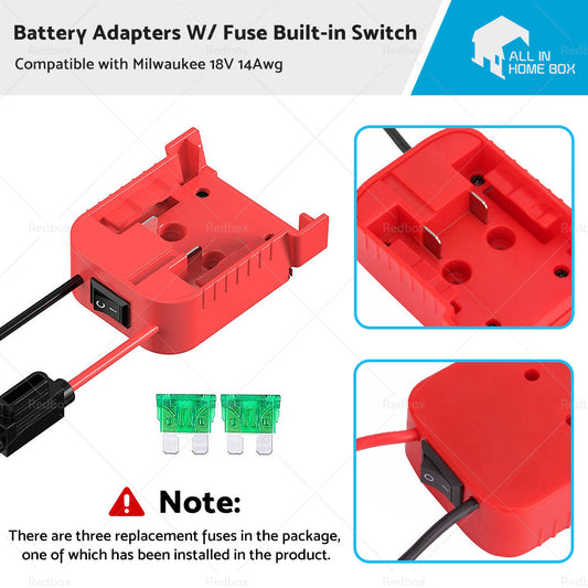 Battery Adapters W  Fuse Built-in Switch Suitable For Milwaukee 18V 14Awg-0