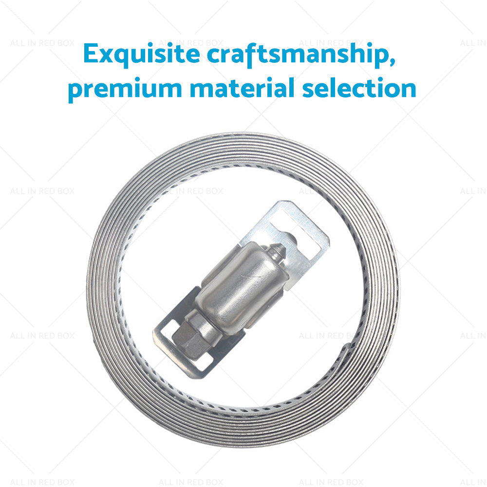 304 Stainless Steel Worm Clamp Hose Clamps Strap with Fasteners Adjustable DIY-4