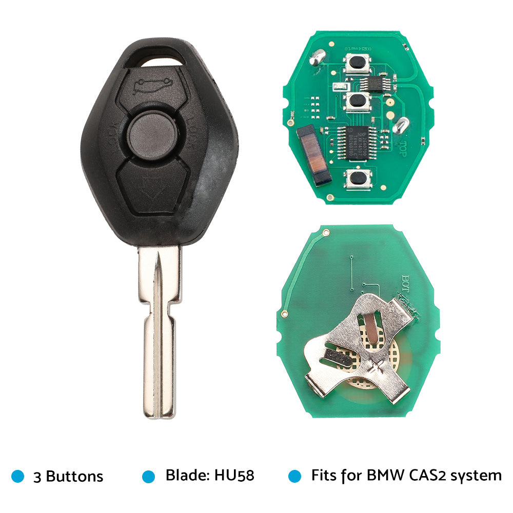 3 Buttons 315MHz Complete Remote Car Key w or Chip ID46 Suitable for BMW 3 5 Series X3 CAS2-3