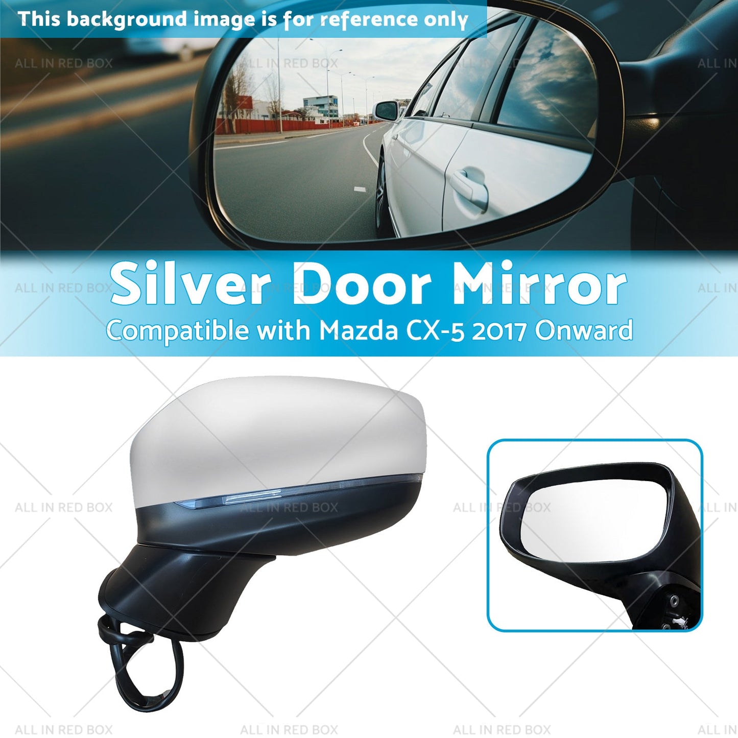 Silver Door Mirror Suitable for Mazda CX-5 2017 Onward With BlindSpot 9 Wires-2