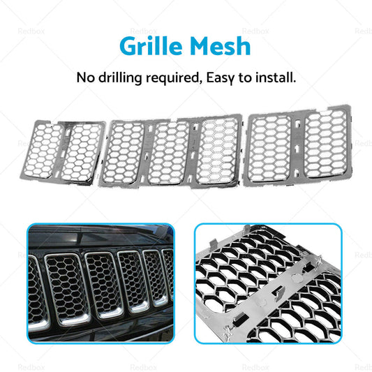 Front Grill Mesh Grille Insert Cover Kit Suitable For Jeep Grand Cherokee 14-16-1