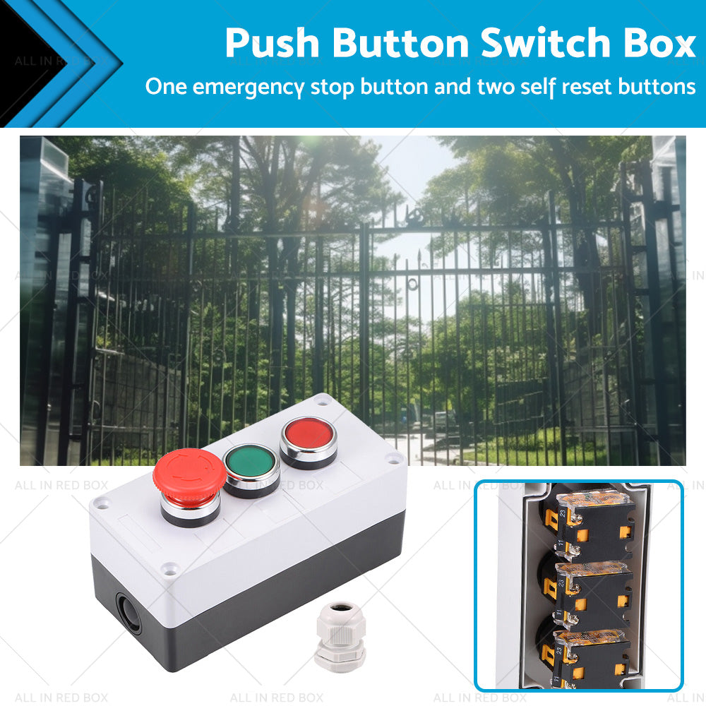 Push Button Switch Box Momentary NO NC Red Green Switches and Emergency Stop-0