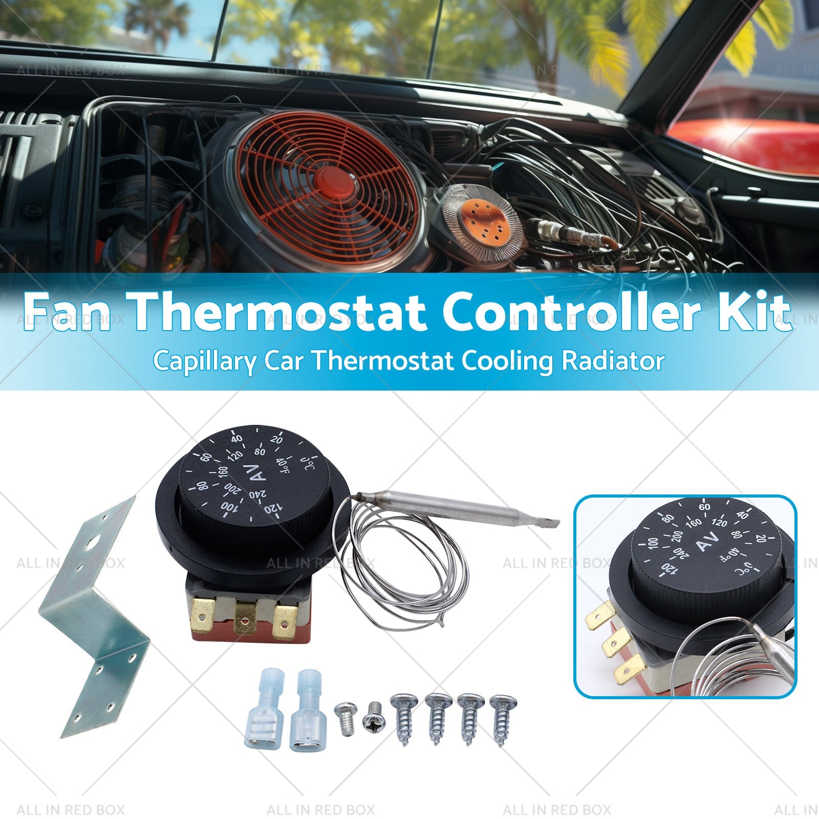 12V Adjustable Fan Thermostat Kit Thermostat Controller Kit 0-120 Celsius-2