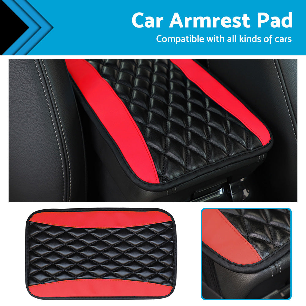 Universal Car Armrest Cushion Cover Center Console Box Pad Protector PU Leather-0