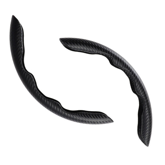 2x Black Carbon Fiber Steering Wheel Booster Non-Slip Cover Trim Accessories-0