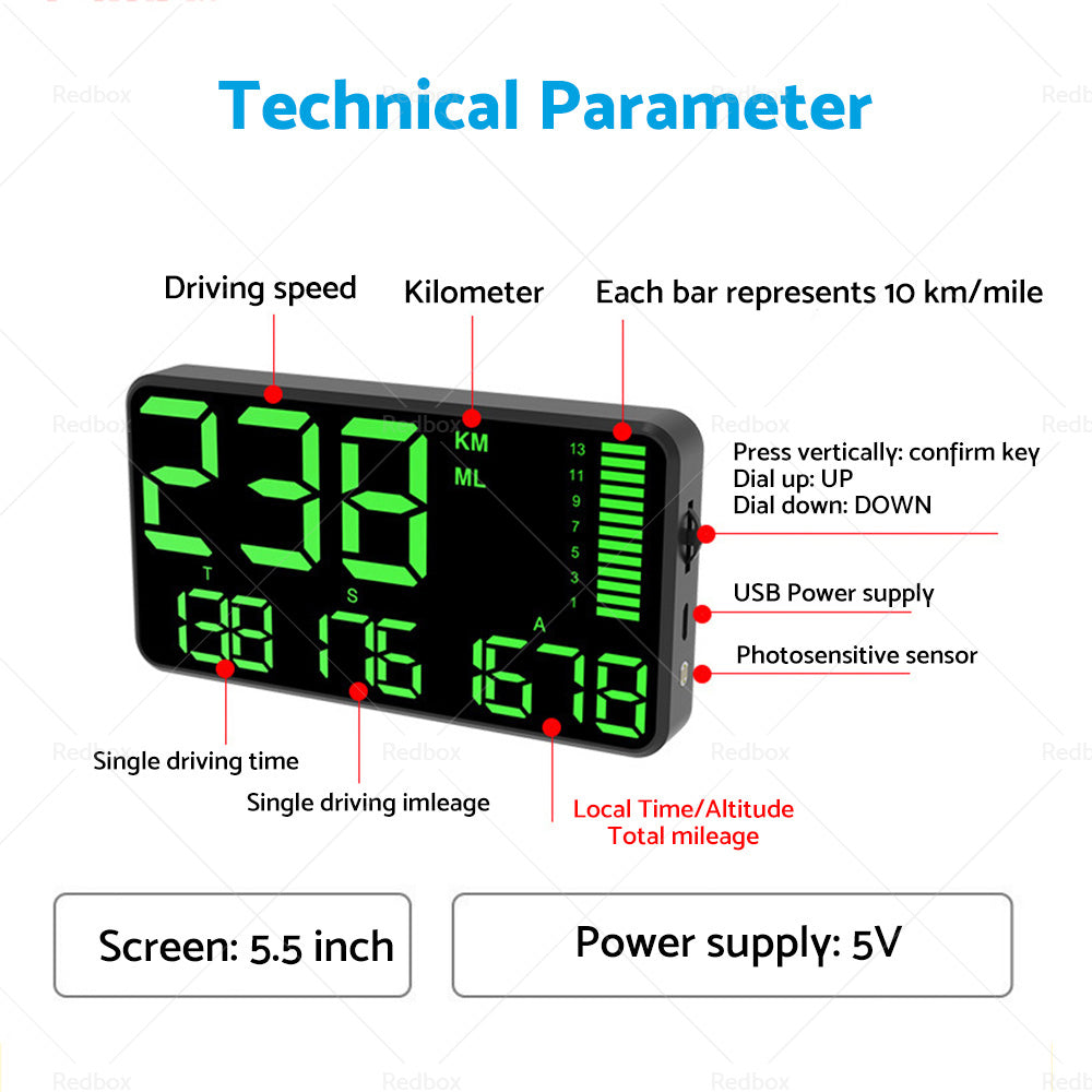5.5'' Speedometer Odometer Display MPH KMH with Over Speeding Alarm Universal-4