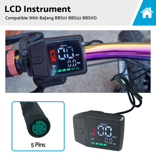 High Quality LCD Instrument Suitable For Bafang BBS01 Center Motor Color Display-0