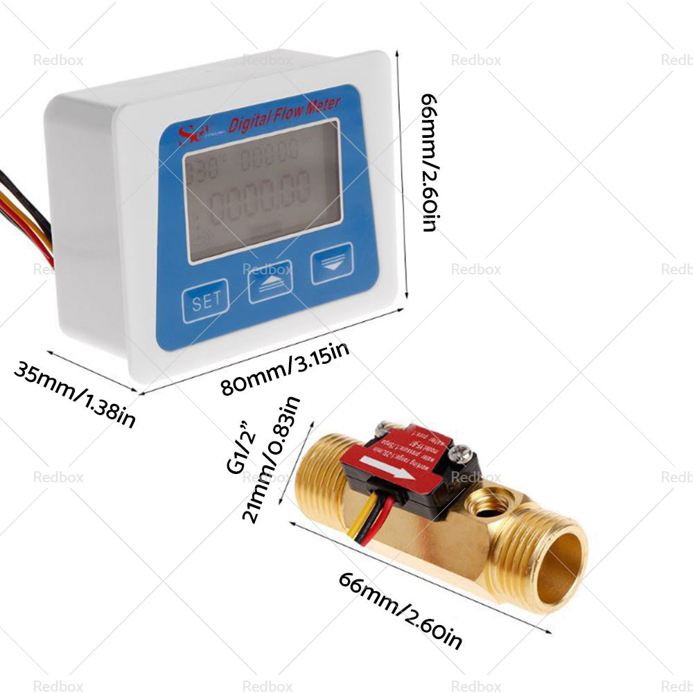Digital LED Turbine Gauge Kerosene Fuel Water Flow Meter Sensor Meter 1 or 2''-2