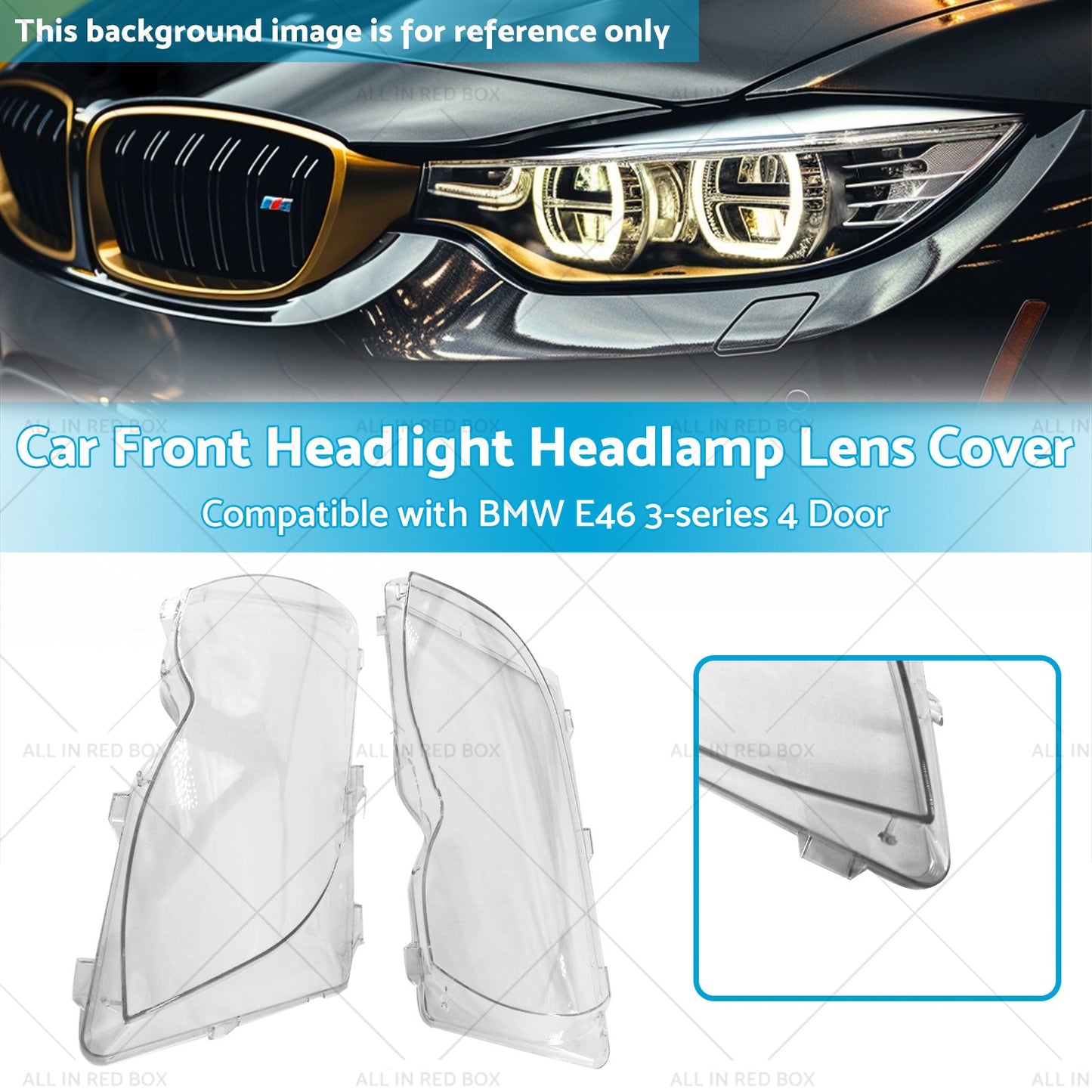 Car Front Headlight Headlamp Lens Cover Suitable for BMW 3-Series E46 4 Door-2