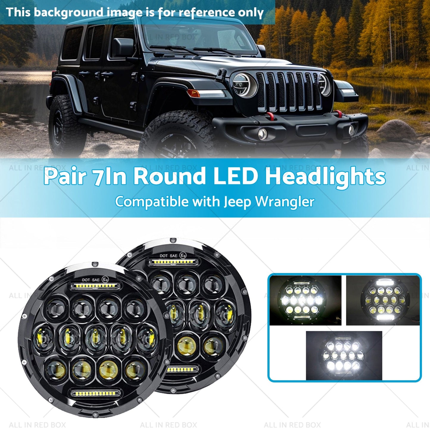 Pair 7In Round LED Headlights Hi Lo DRL Beam Headlamps Sealed Suitablefor Patrol-2