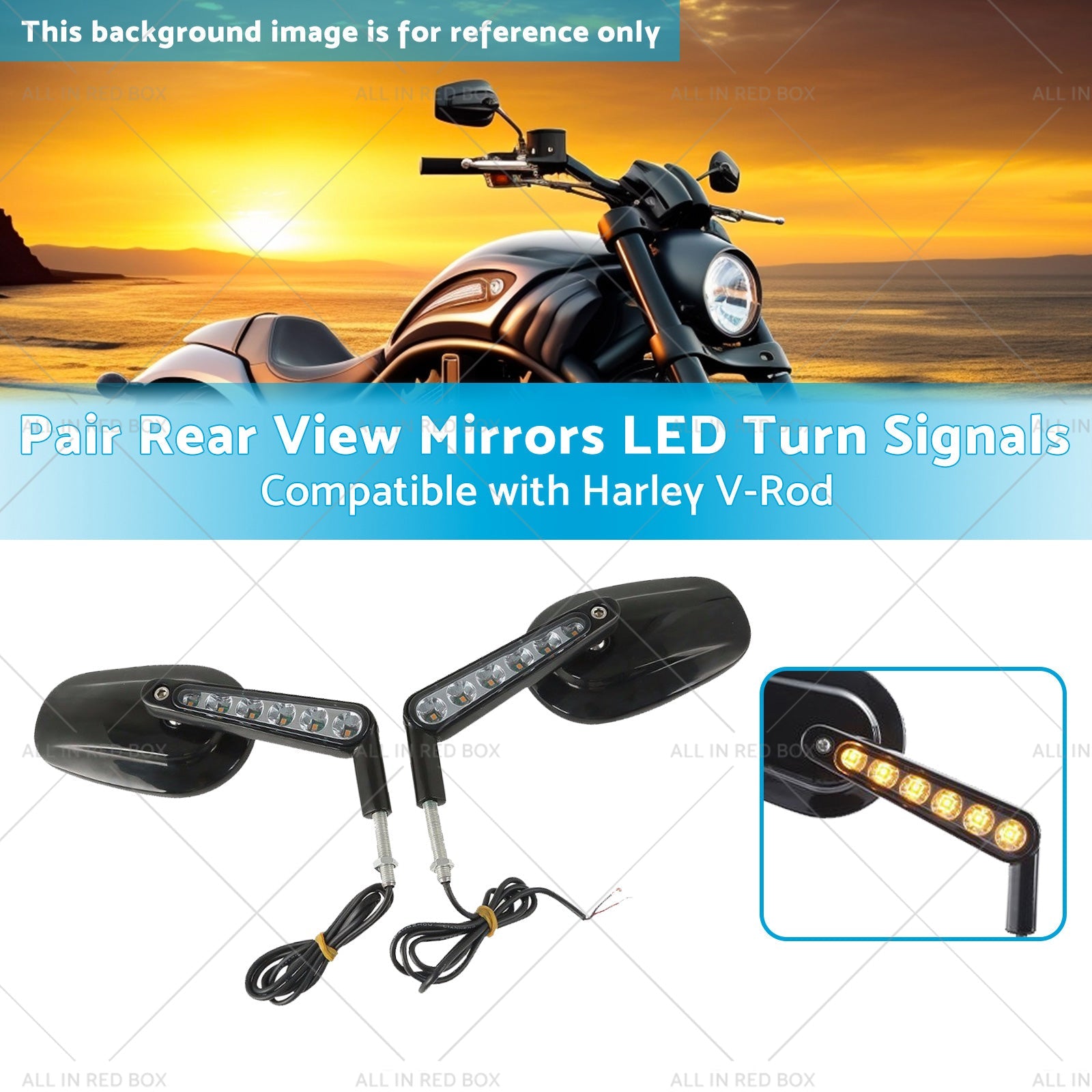2x Rear View Mirrors LED Turn Signals Muscle Suitablefor Harley Davidson V-Rod-2
