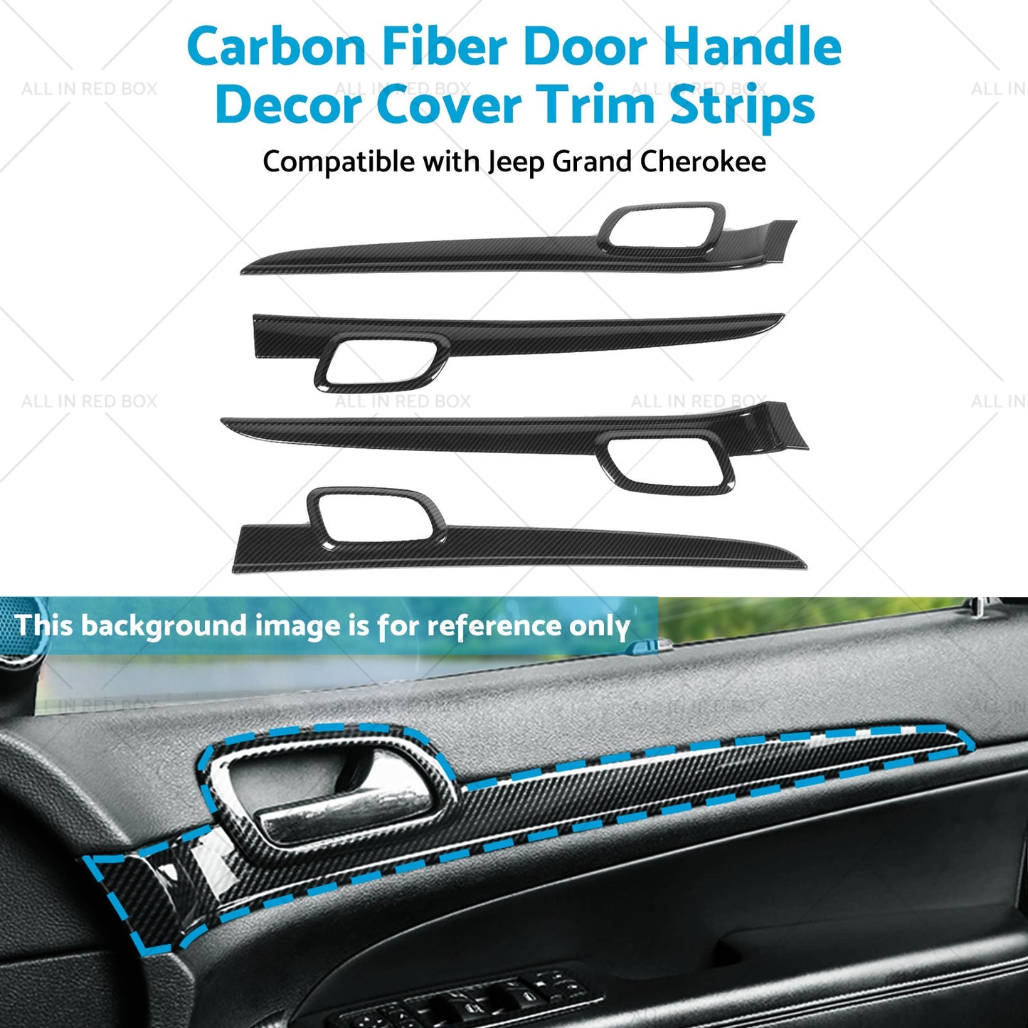 Carbon Fiber Door Handle Decor Cover Trim Strips Suitablefor Jeep Grand Cherokee-4